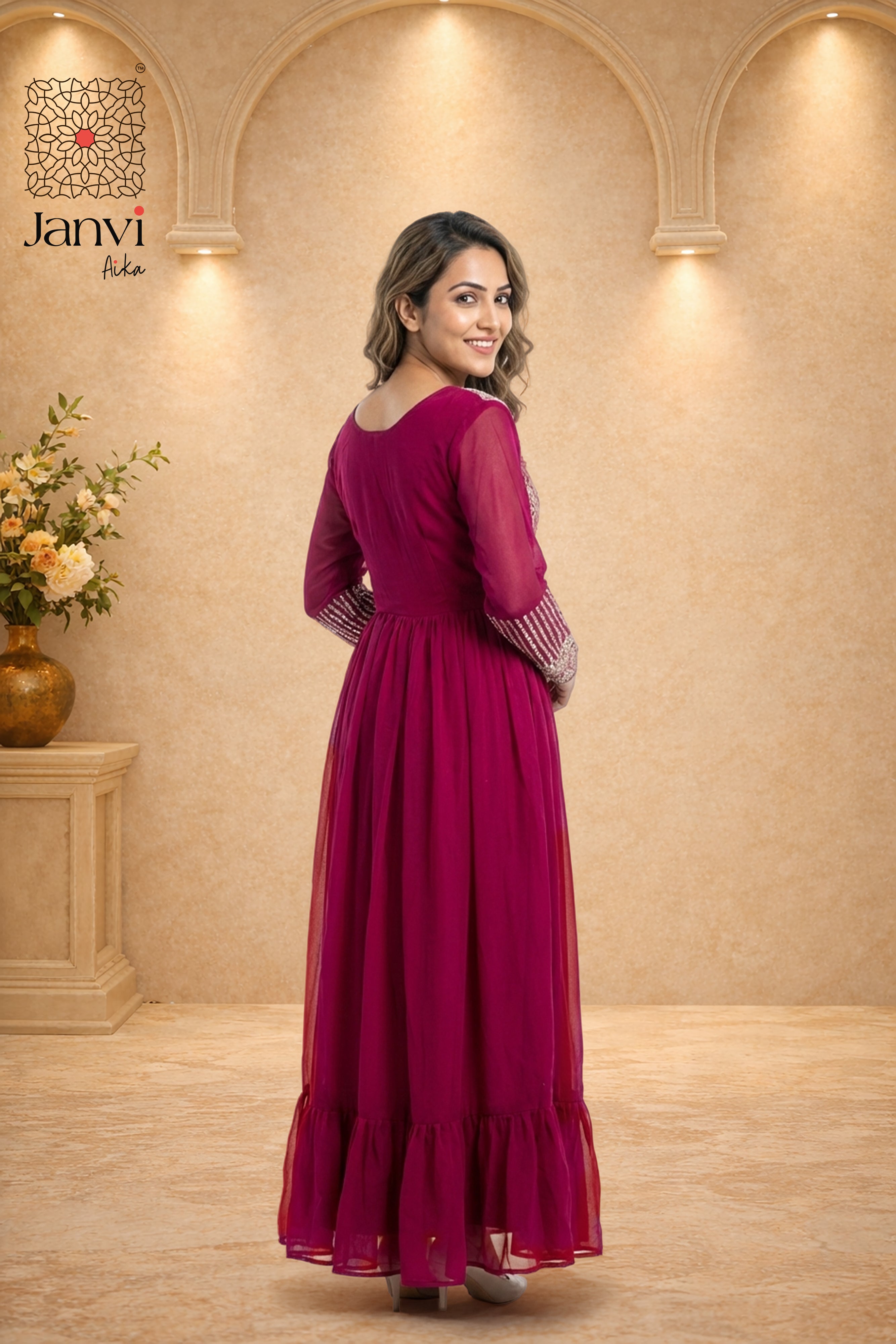 Mehr Crimson Grace Anarkali Dress