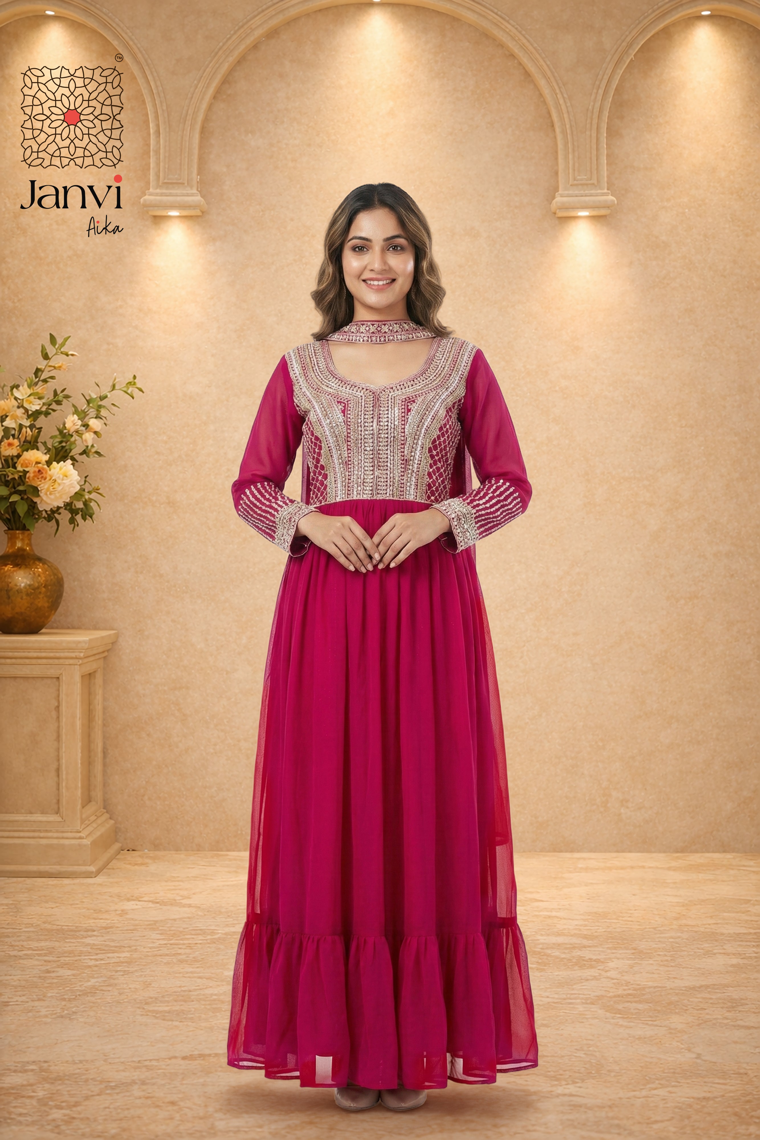 Mehr Crimson Grace Anarkali Dress