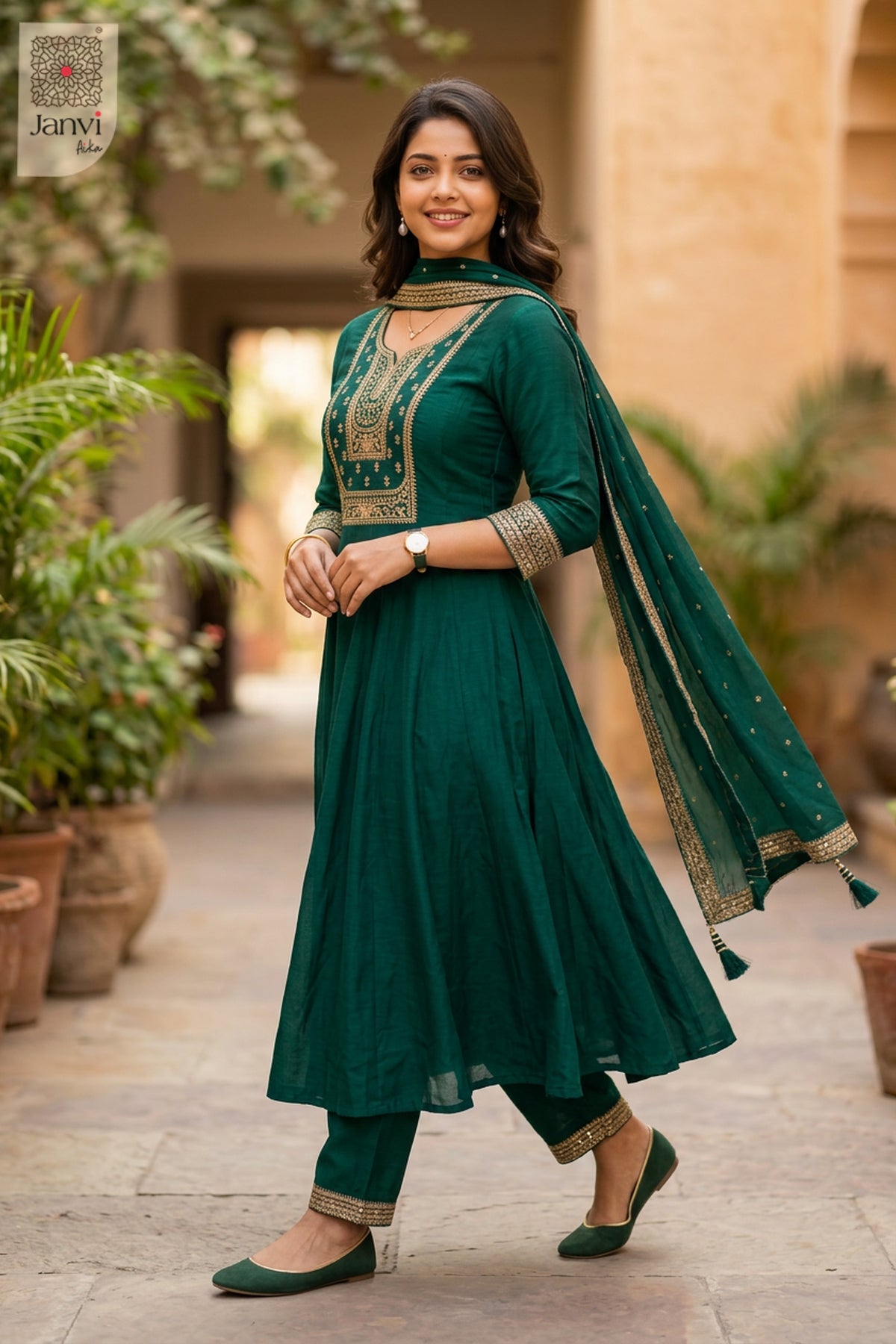 Front full view of Naurya Teal showcasing style for black and white dresses for women.