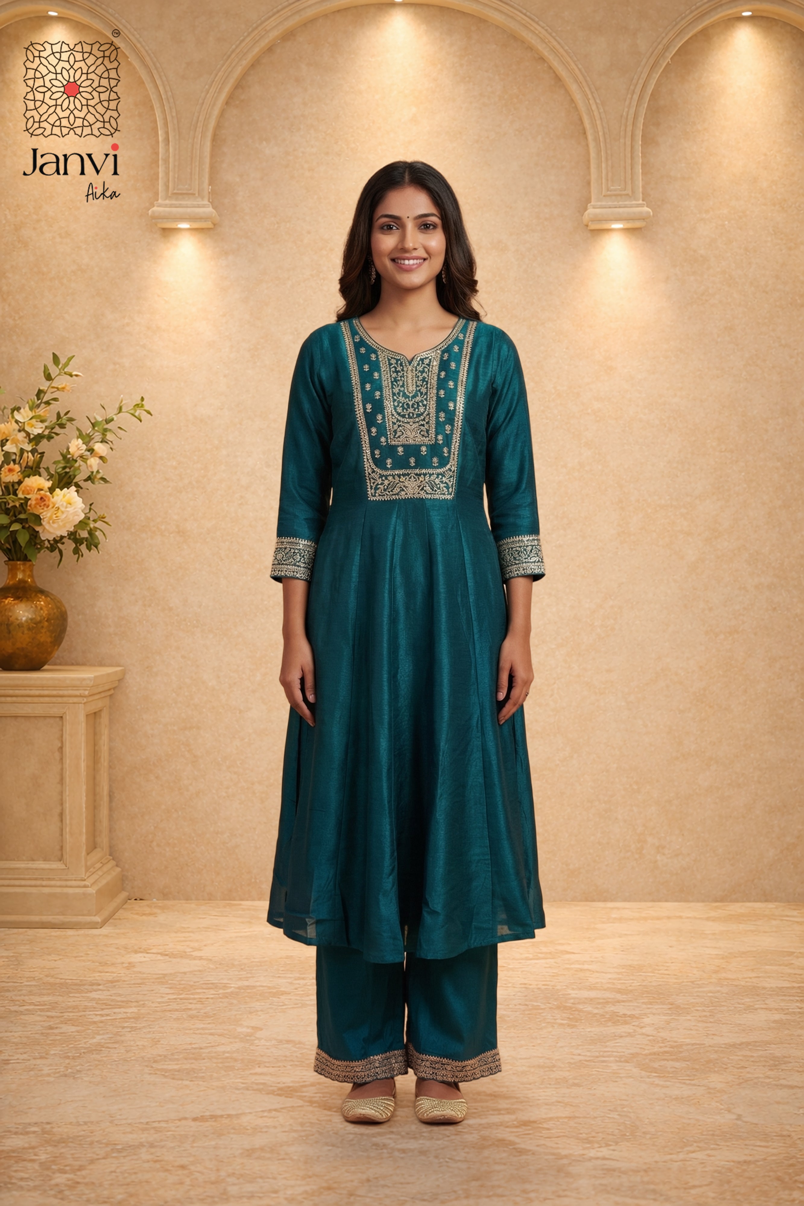 Naurya Teal Anarkali Dress