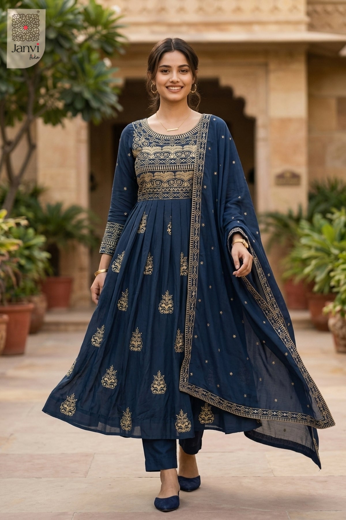 Neelara Zari Anarkali Dress