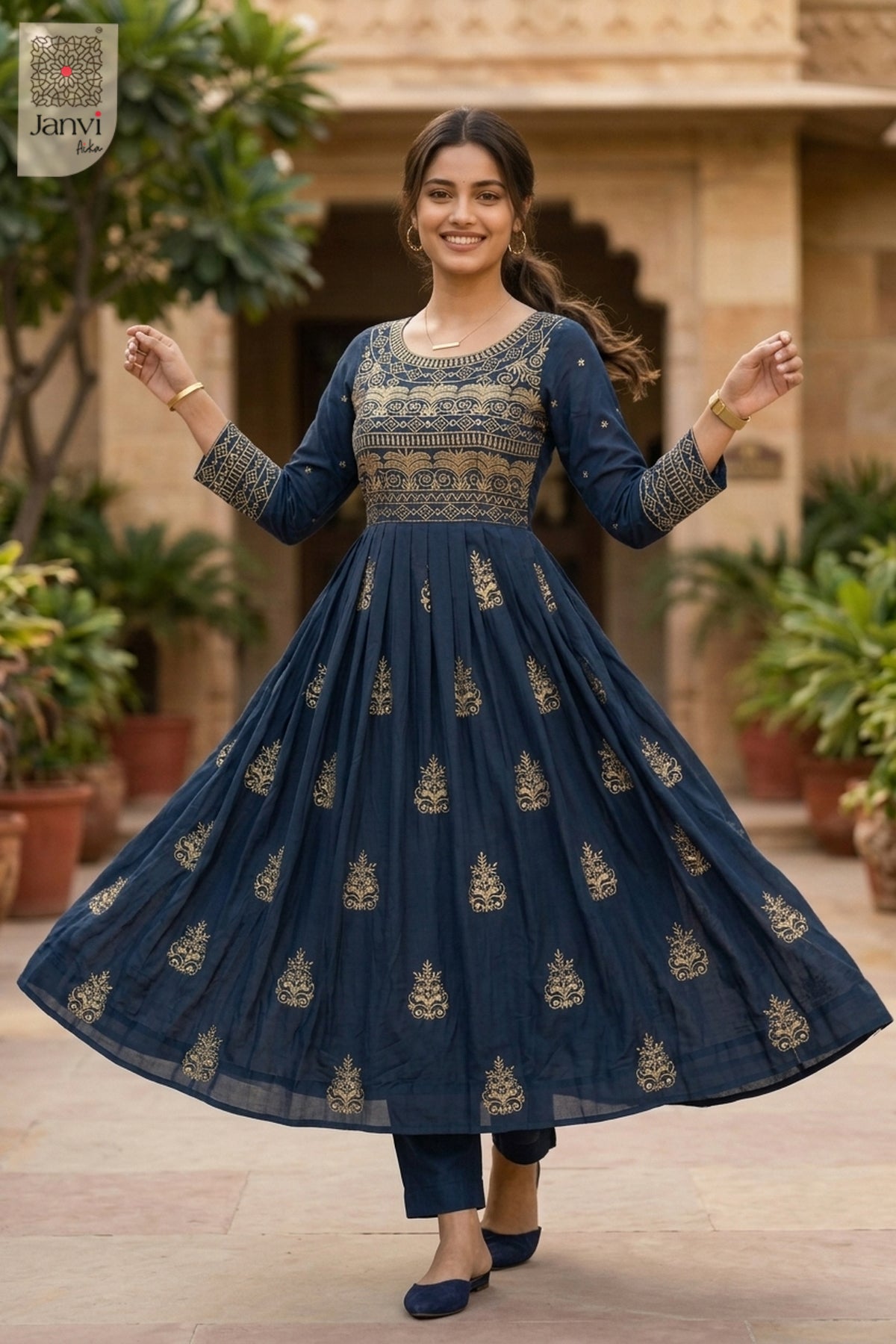 Neelara Zari Anarkali Dress