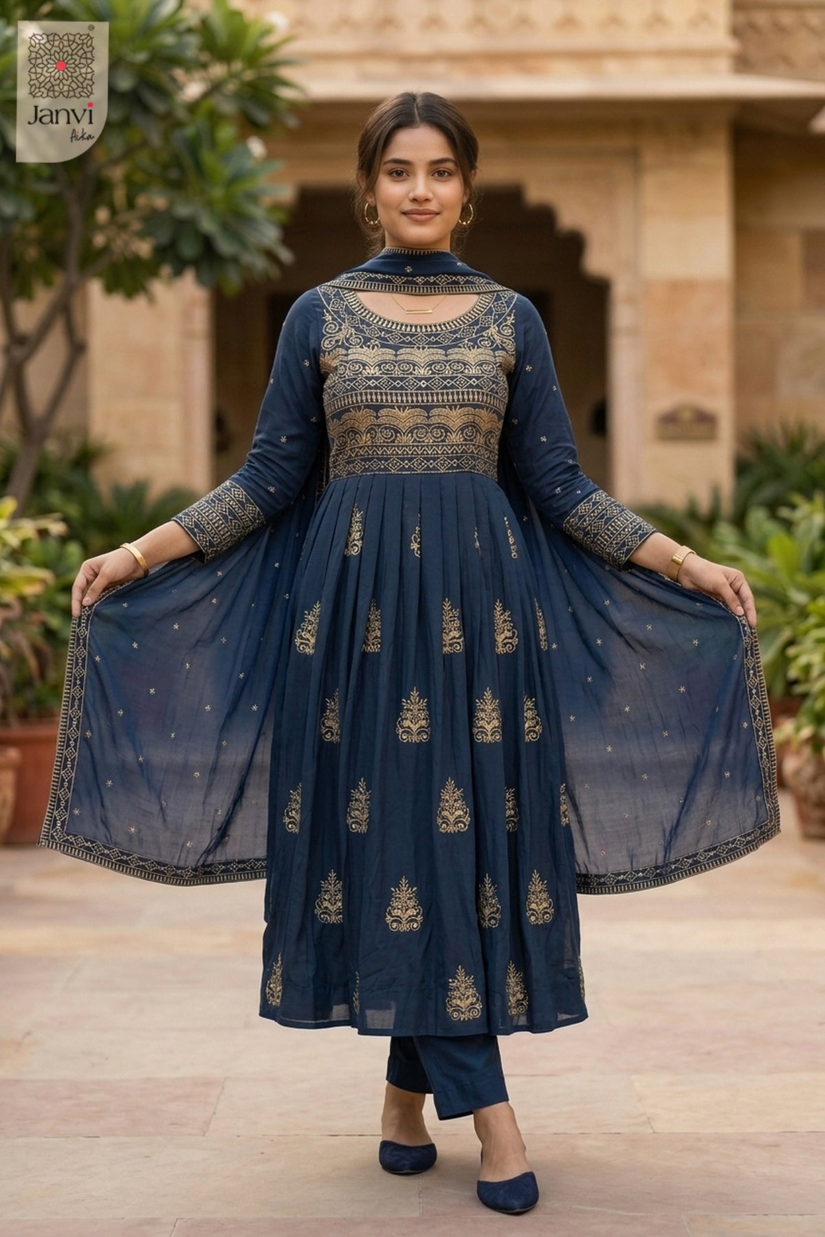 Neelara Zari Anarkali Dress