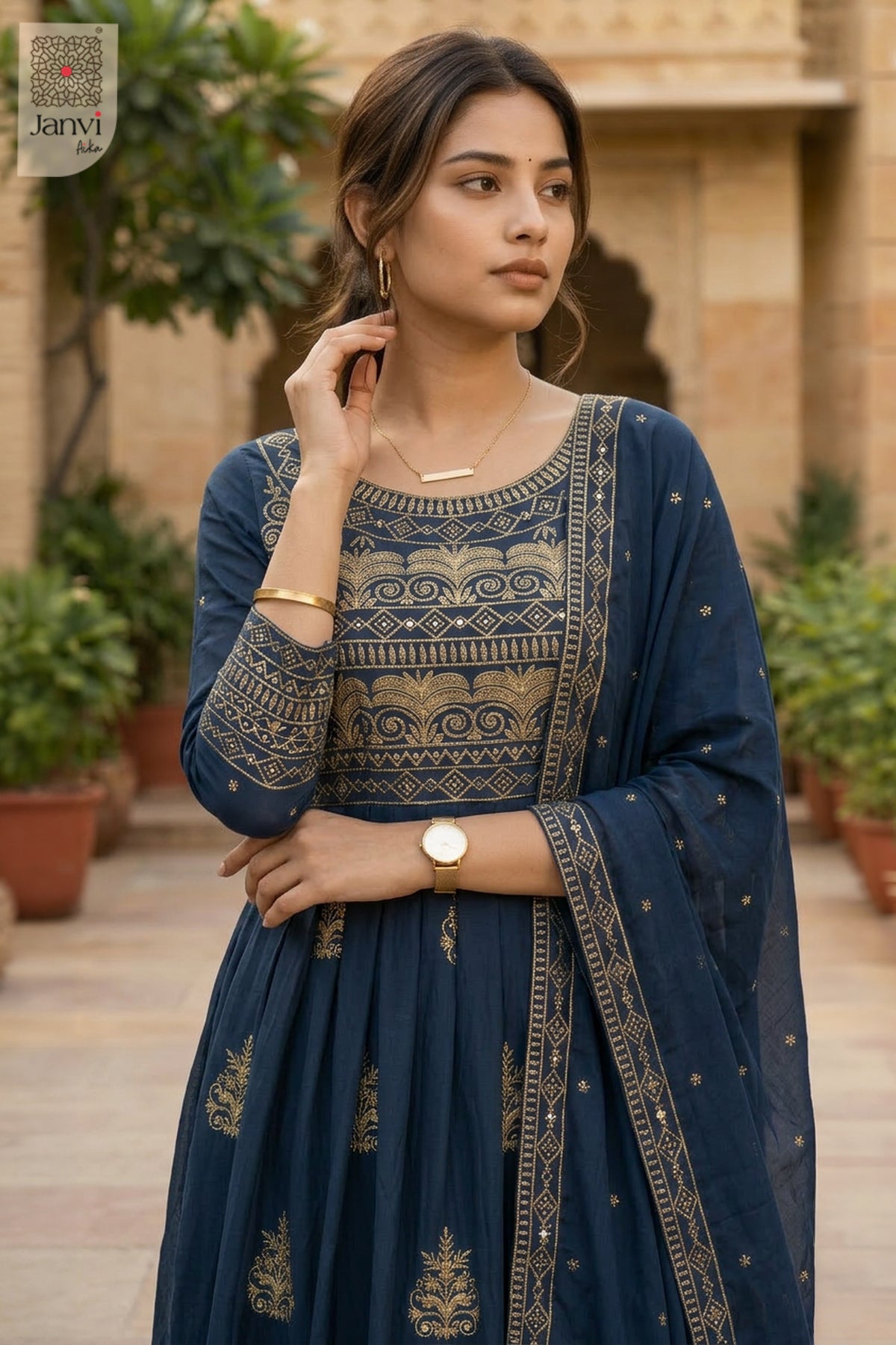 Neelara Zari Anarkali Dress