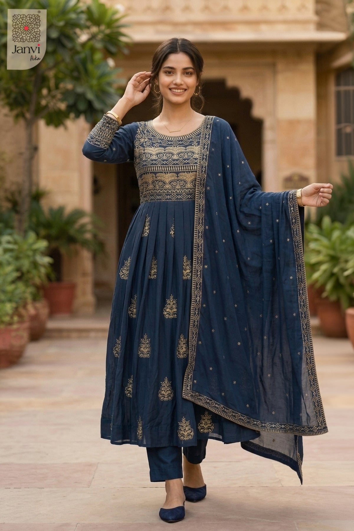 Neelara Zari Anarkali Dress