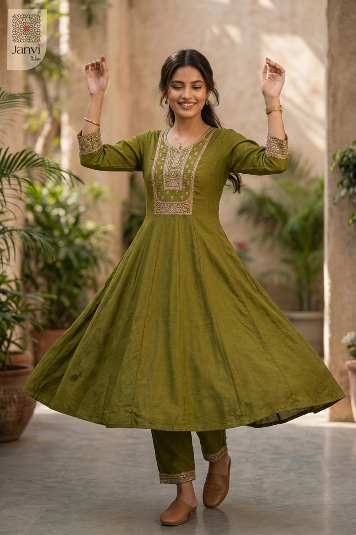 Close-up of bodice and embroidery of Noor Olivia for choli online shopping with price.