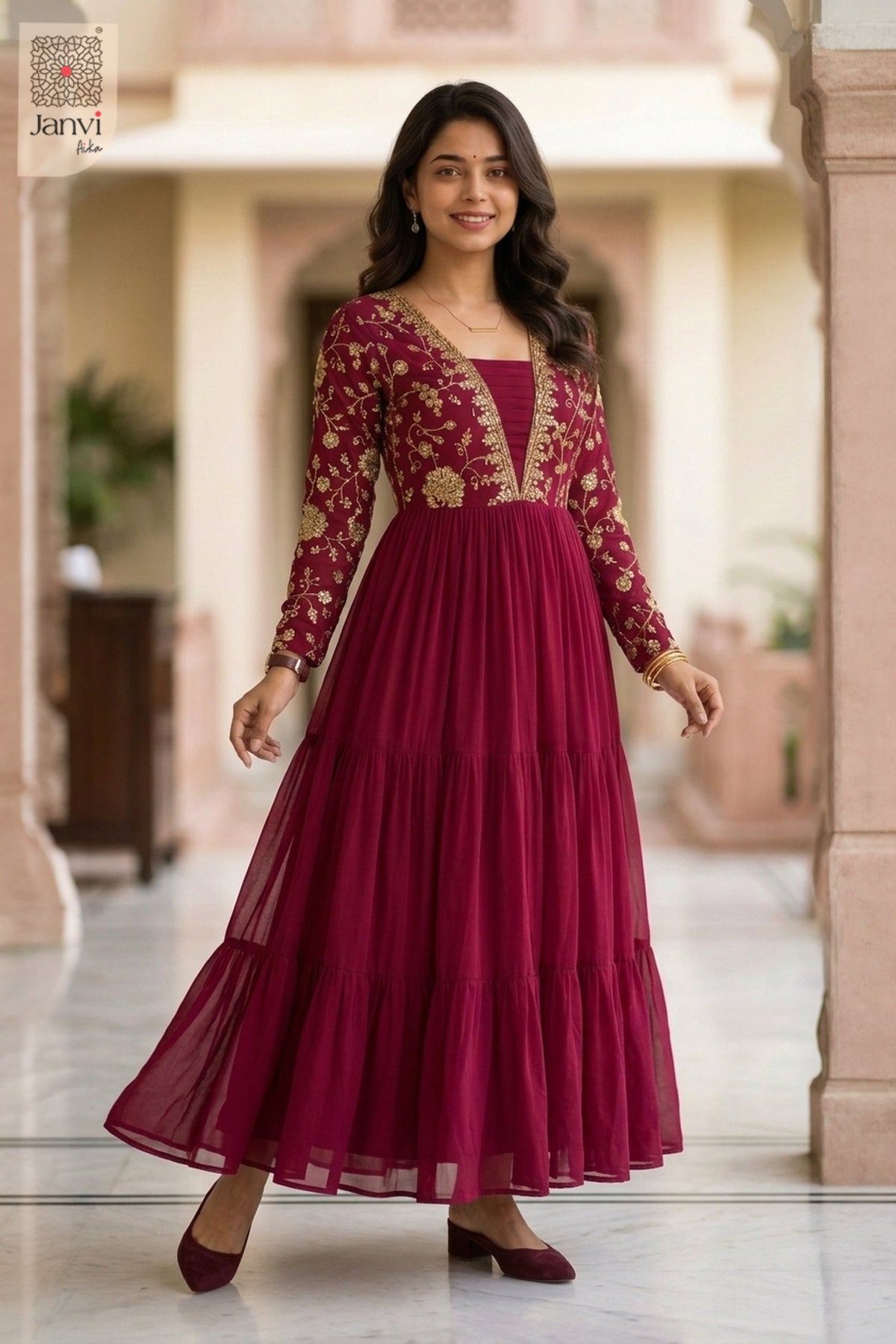 Front full view of Noorza Crimson Grace showcasing style for best online boutiques for dresses.