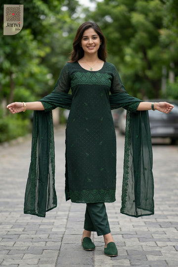 Front angled view of the flared silhouette of Nyra Deep for indo western party wear for ladies.