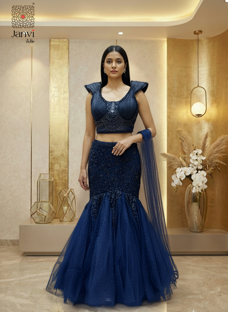 Navy Nocturne Lehenga Set