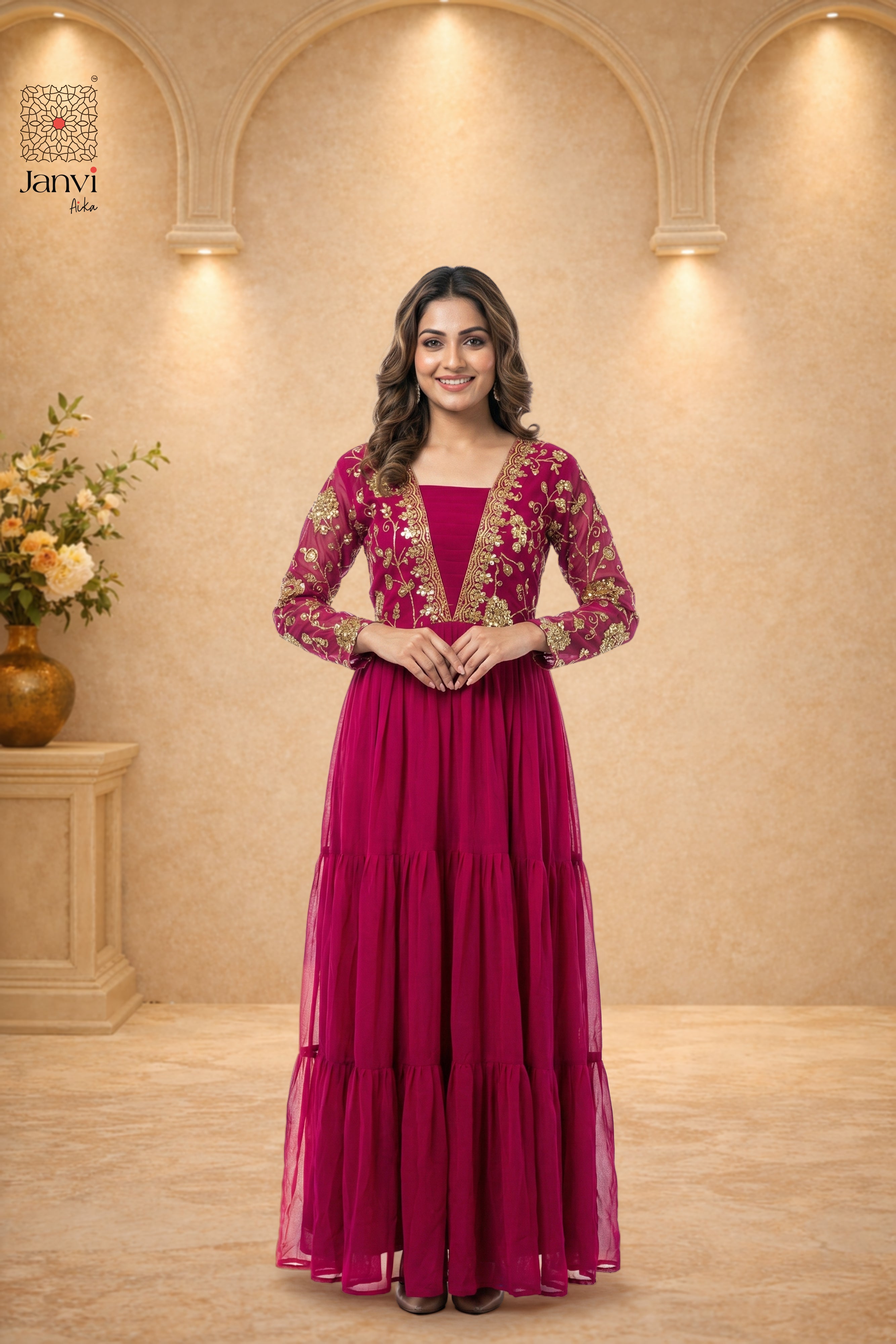 Noorza Crimson Grace Anarkali Dress