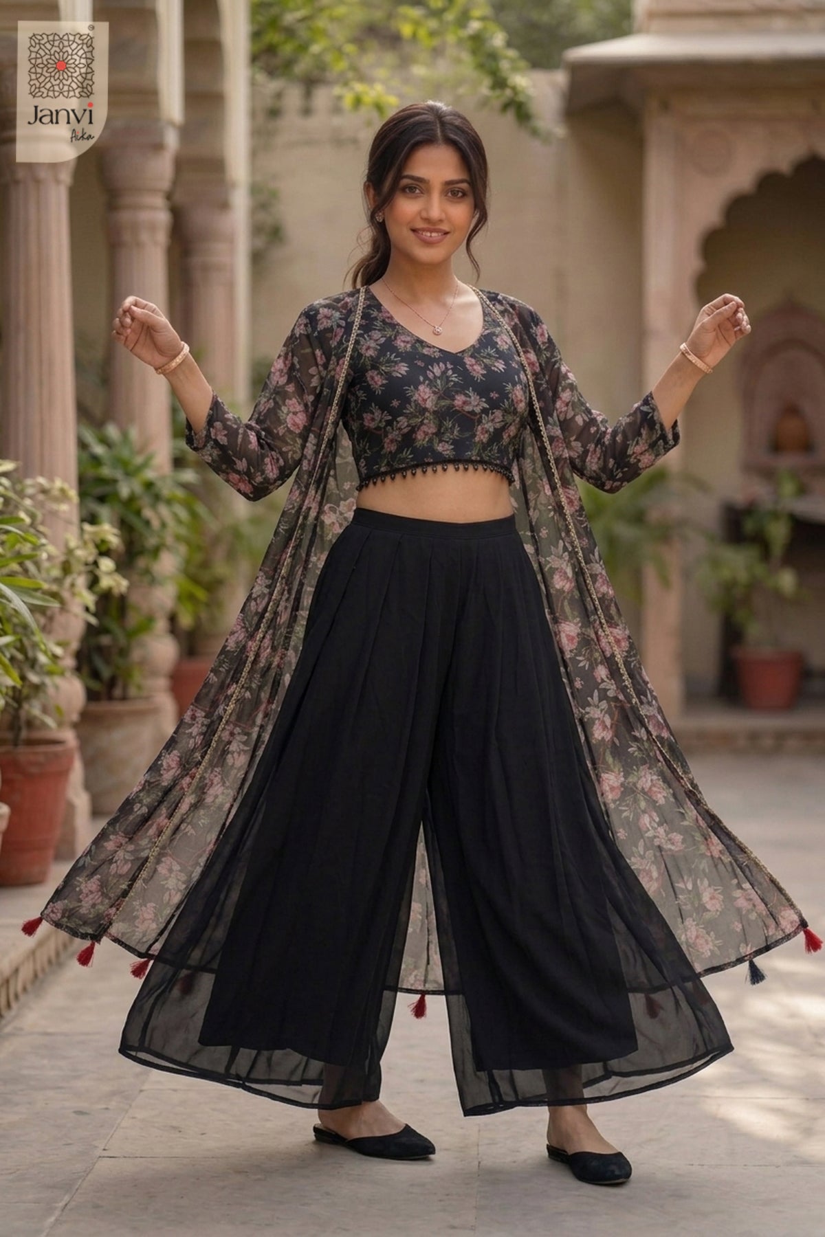 Onyx Rose Sharara Set