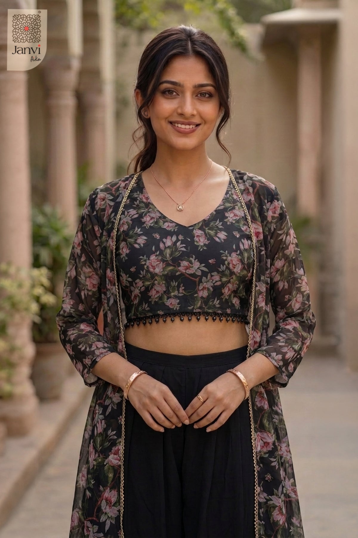 Onyx Rose Sharara Set