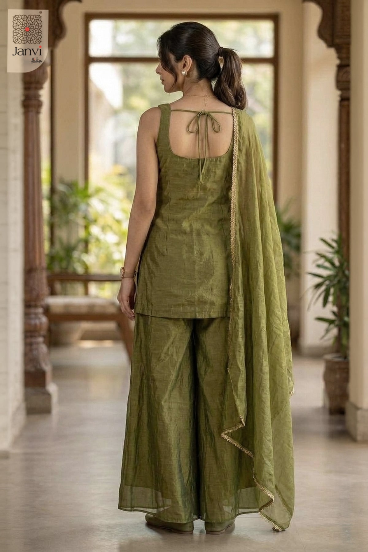 Olive Mirage Sharara Set