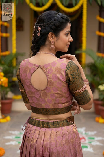 Rear view detail of blouse and hem design of Pankhuri Prism for indian party wear dresses for women.