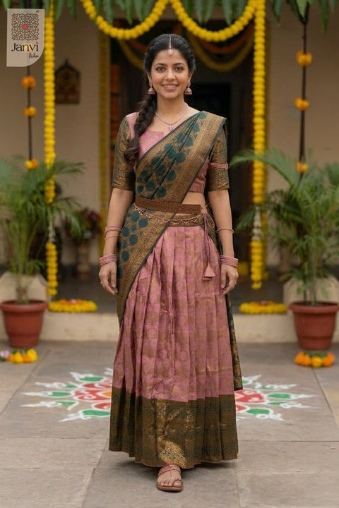Front full view of Pankhuri showcasing style for latest lehenga designs for wedding with price.
