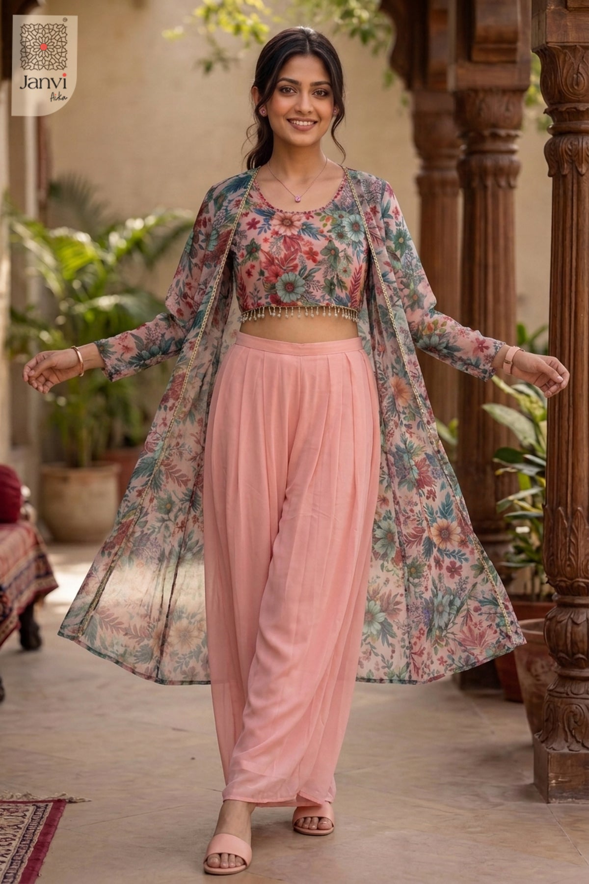 Peach Petal Sharara Set