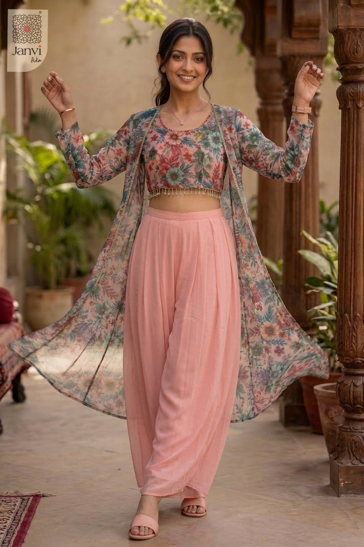 Peach Petal Sharara Set