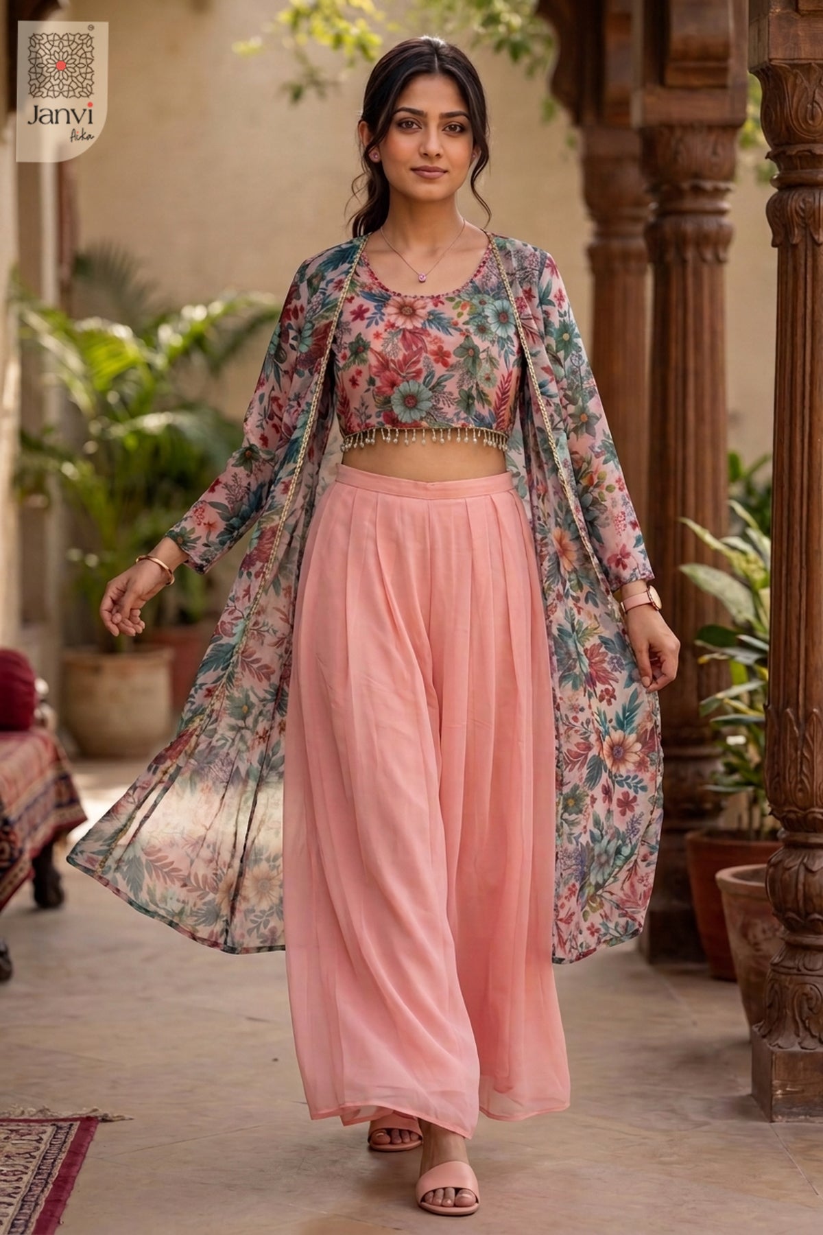 Peach Petal Sharara Set