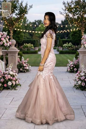 Discover absolute perfection in a side profile of this premium wedding dresses option.