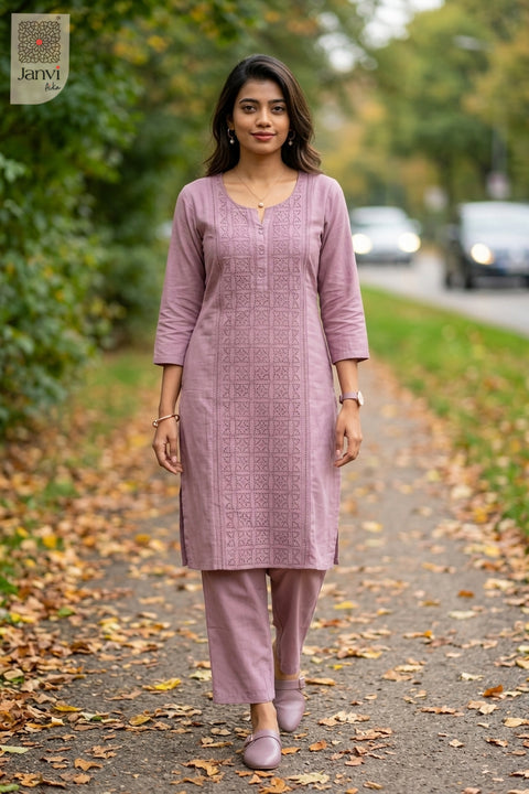Walking pose of Petal Poise in dark pink from the 2 piece outfits for ladies collection.