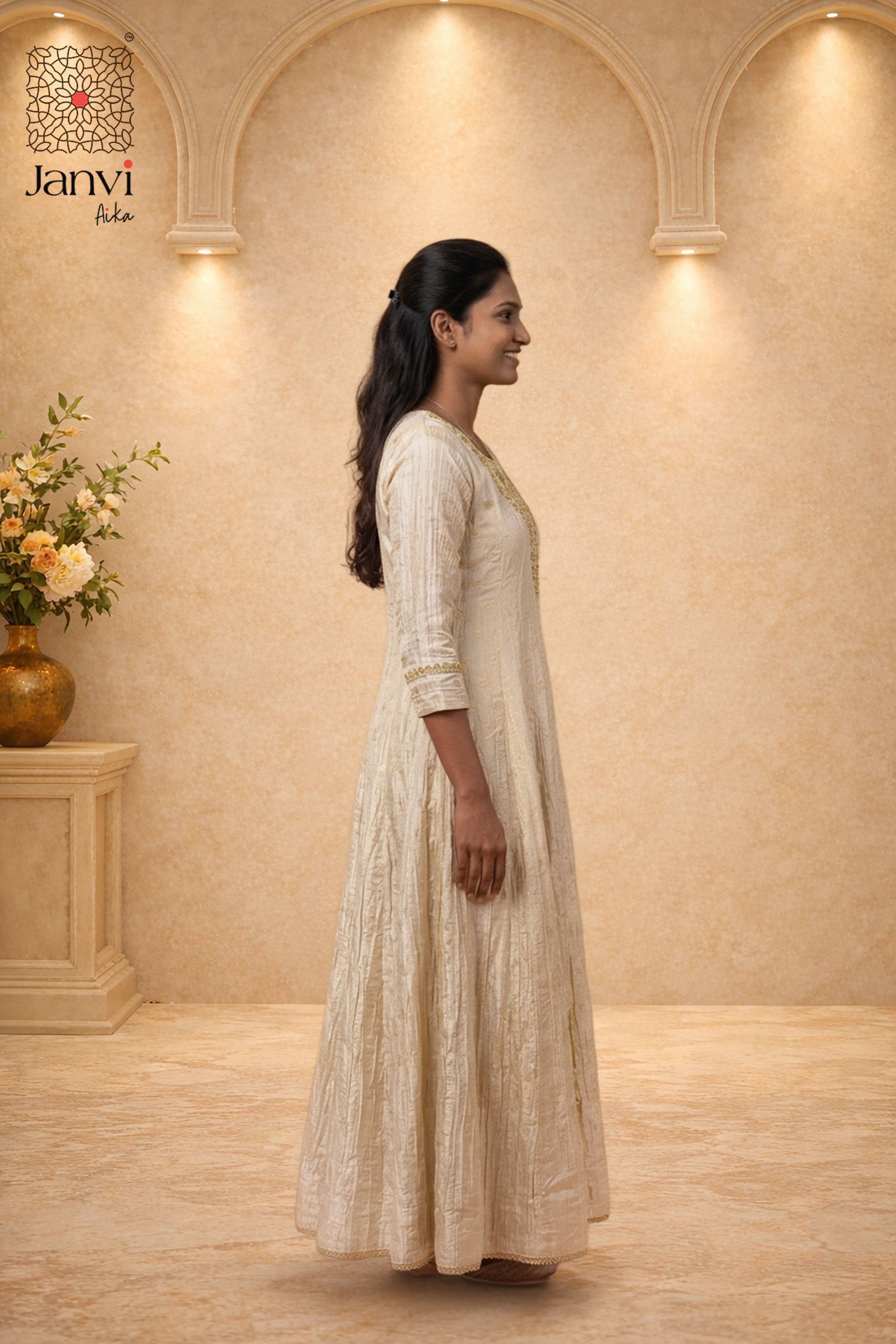 Pista Swirl Anarkali Dress