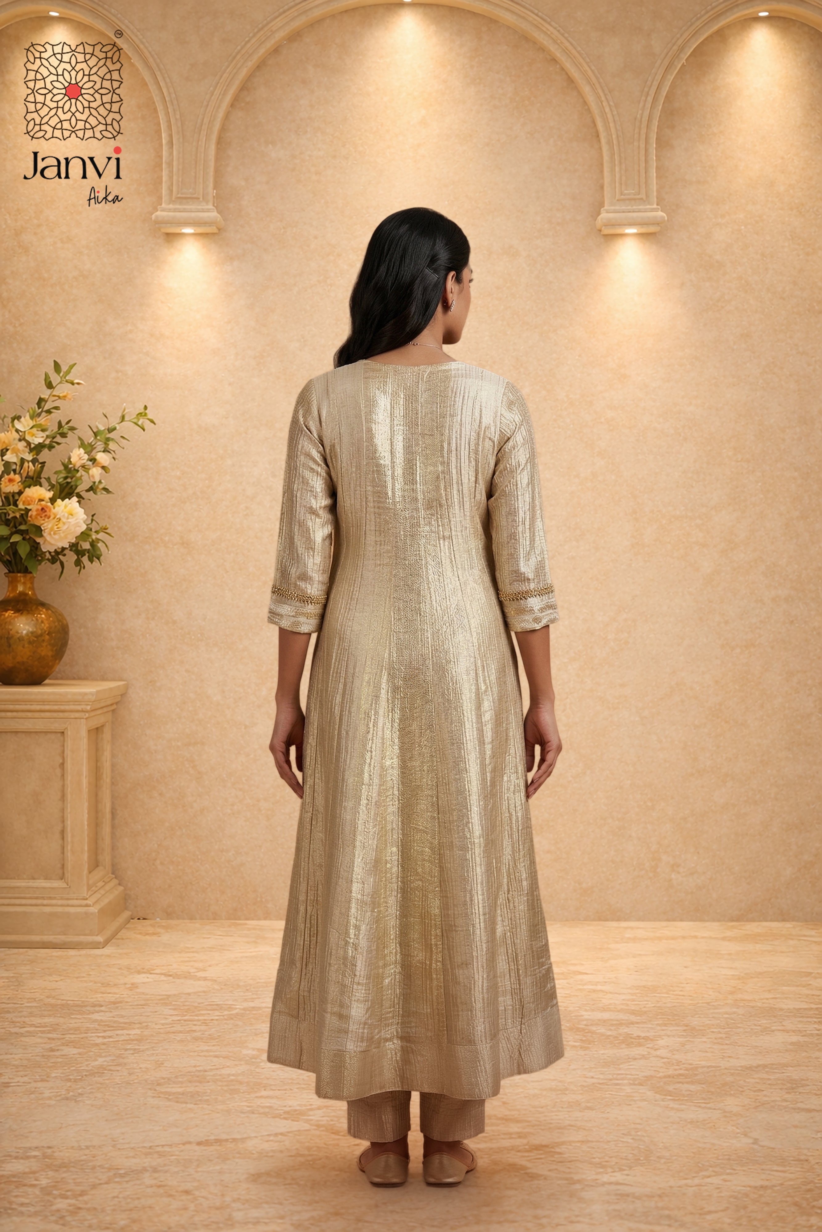 Pista Swirl Anarkali Dress