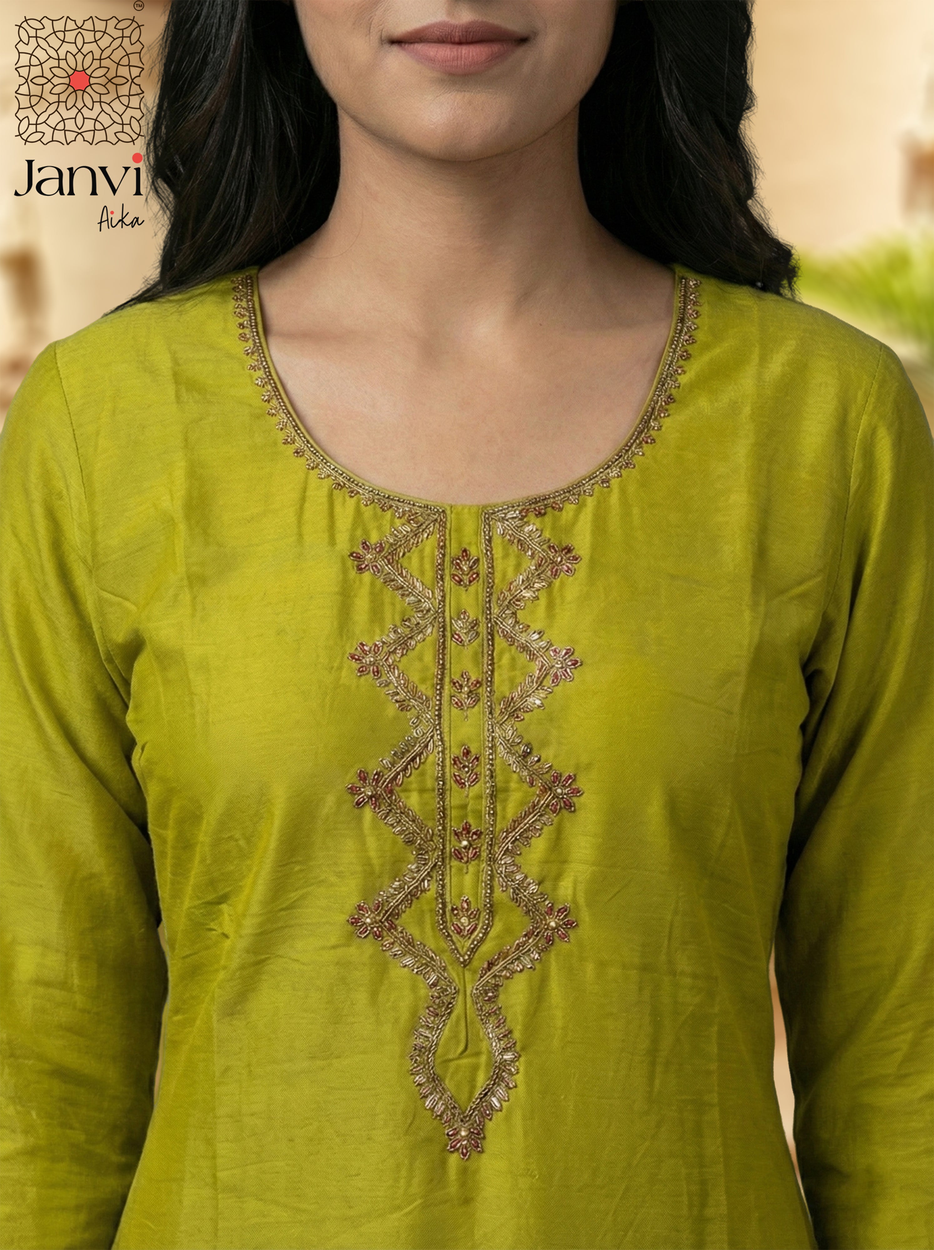 Parrot Green Silk Blend Embroidered Chudidhar Set with Floral Dupatta – Festive Wear