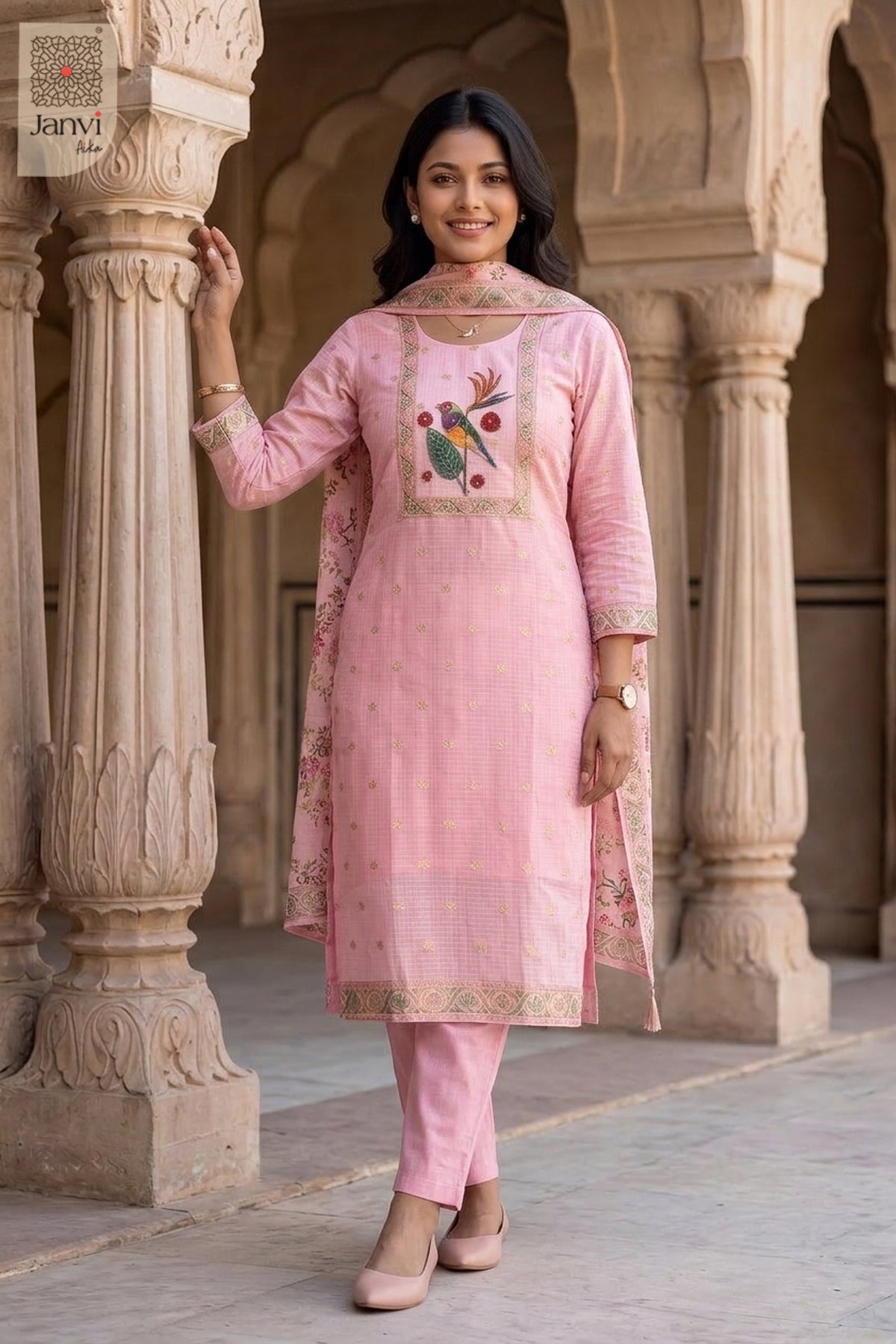 Pink Paradise Ornate Panel Kurta