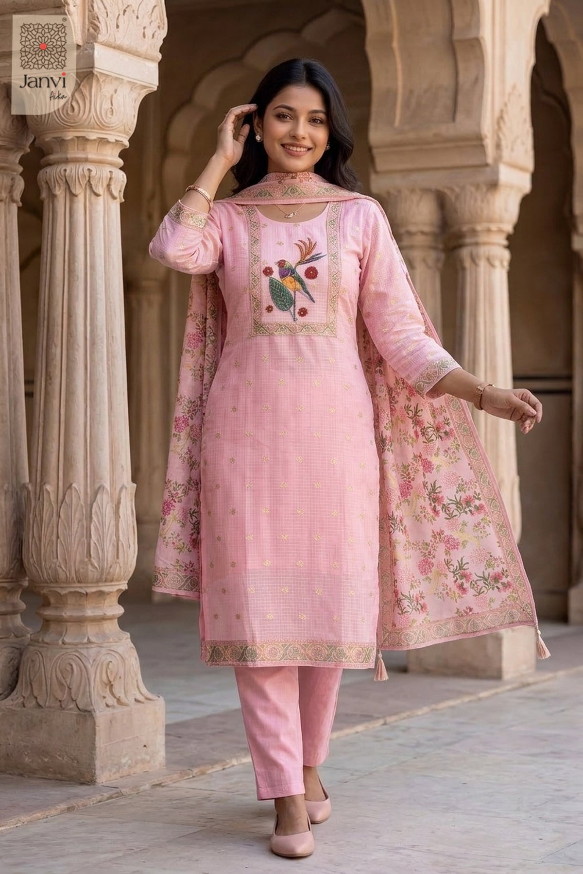 Pink Paradise Ornate Panel Kurta