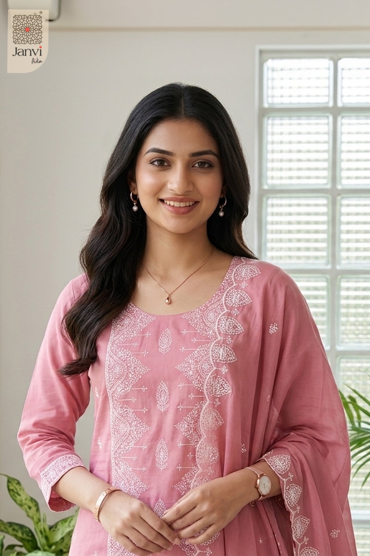 Pink Zariya Intricate Embroidered Straight Kurta
