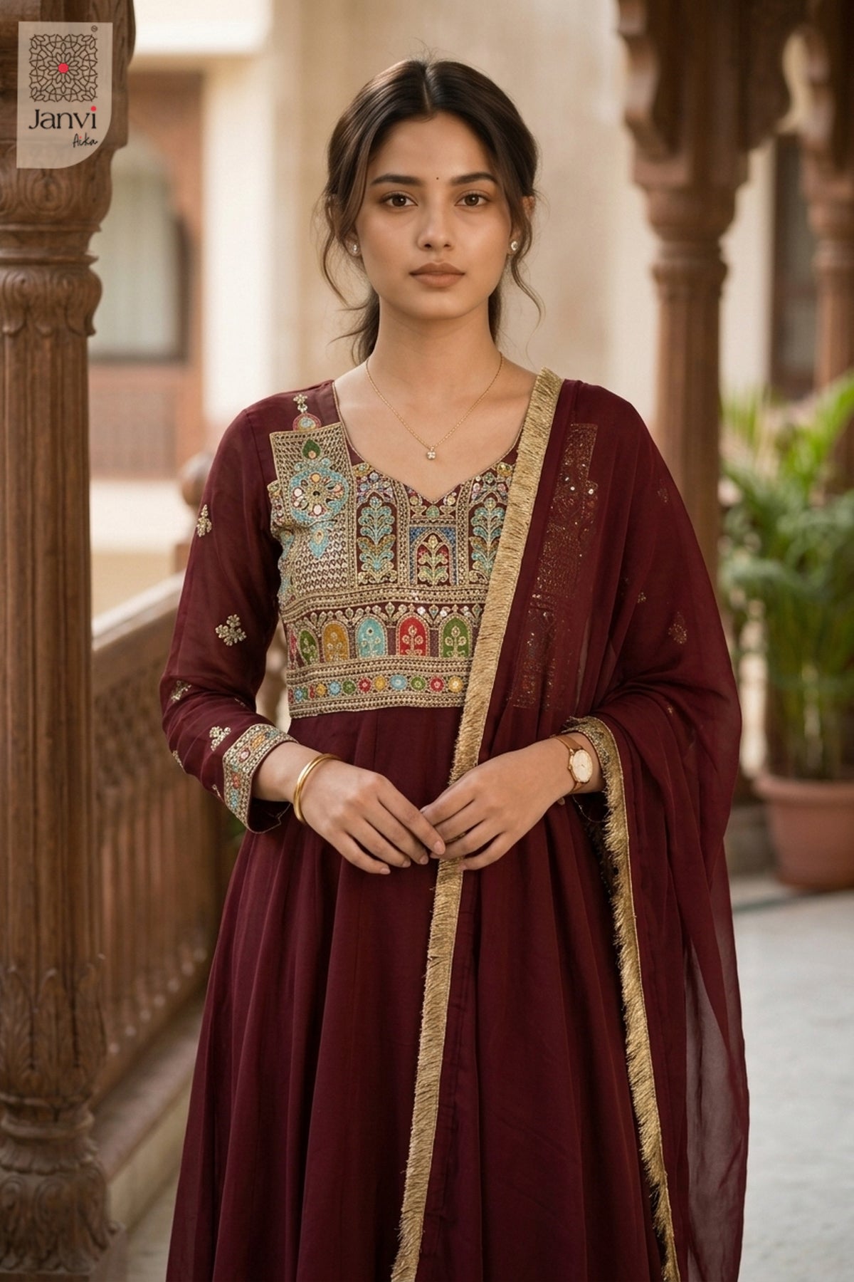 Royal Merlot Anarkali Dress
