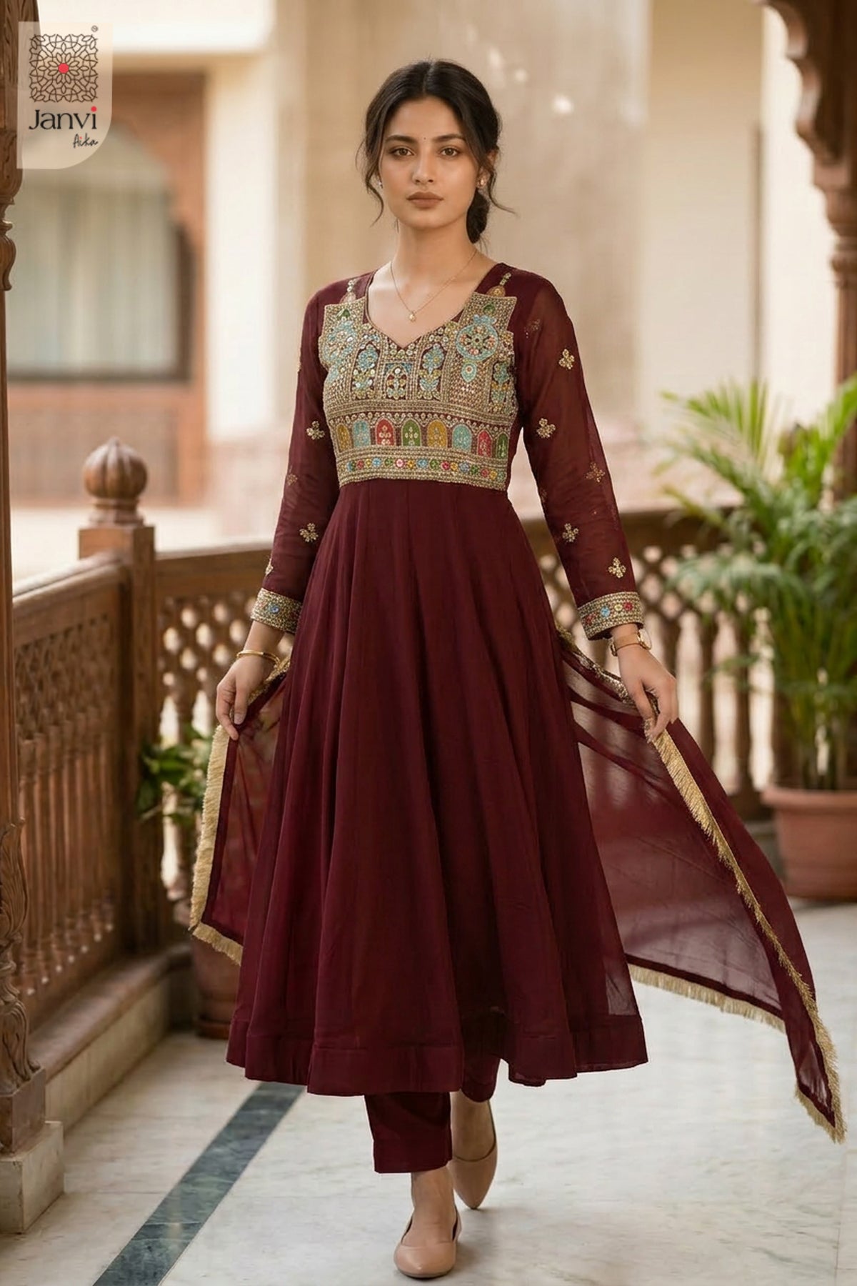 Royal Merlot Anarkali Dress