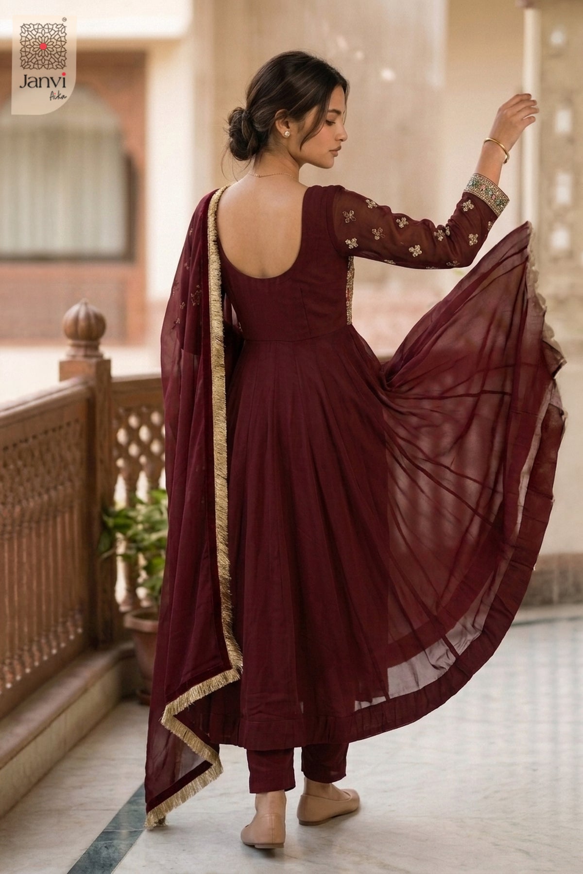 Royal Merlot Anarkali Dress
