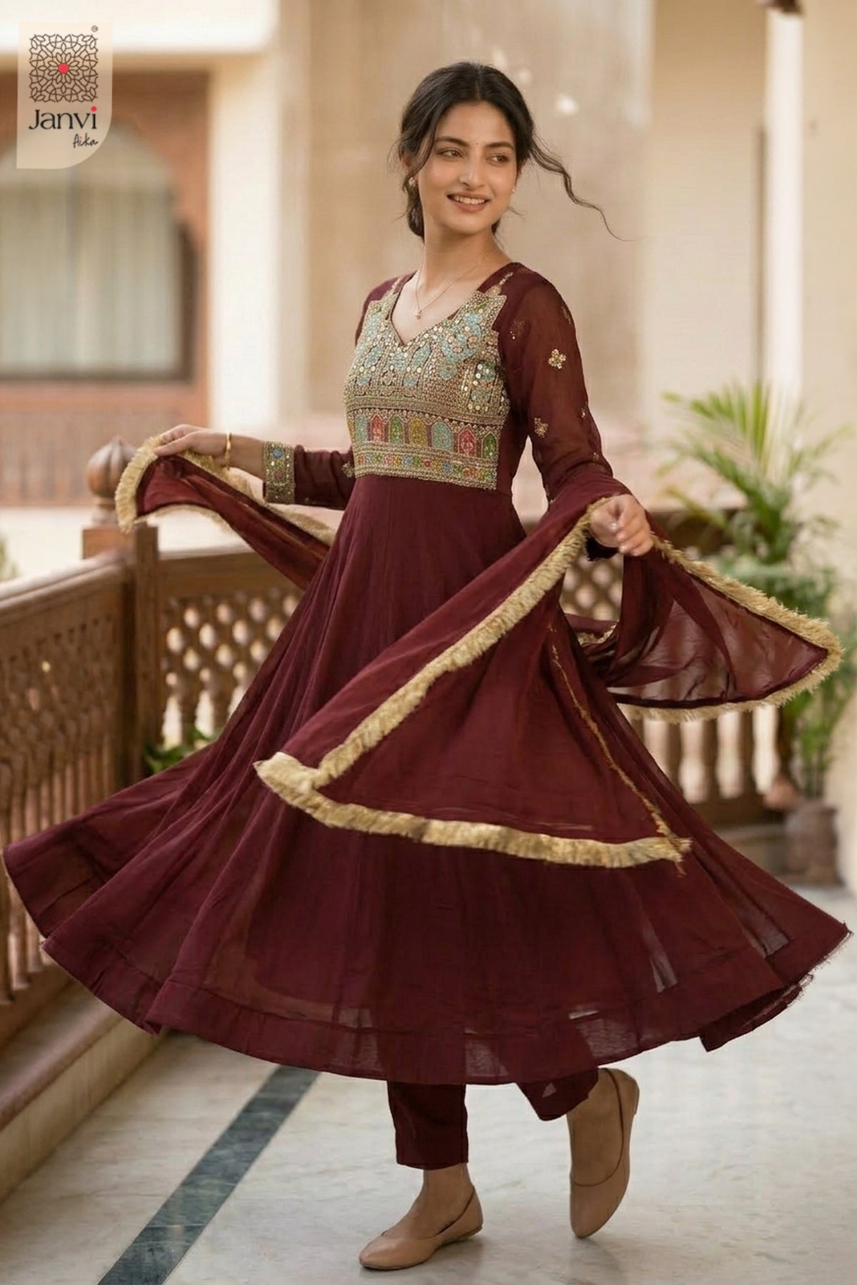 Royal Merlot Anarkali Dress