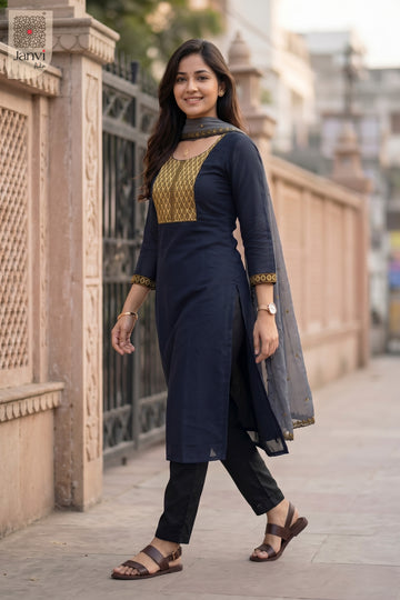 Side profile view of Royal Neelam showcasing design for women's fashion online shopping.