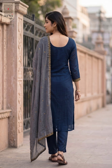 Back view showing neckline styling of Royal Neelam for designer indian wedding dresses.