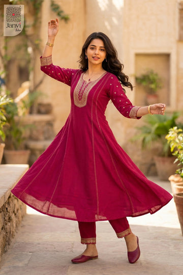 Close-up of bodice and embroidery of Royal Rani for casual birthday party outfits for ladies.