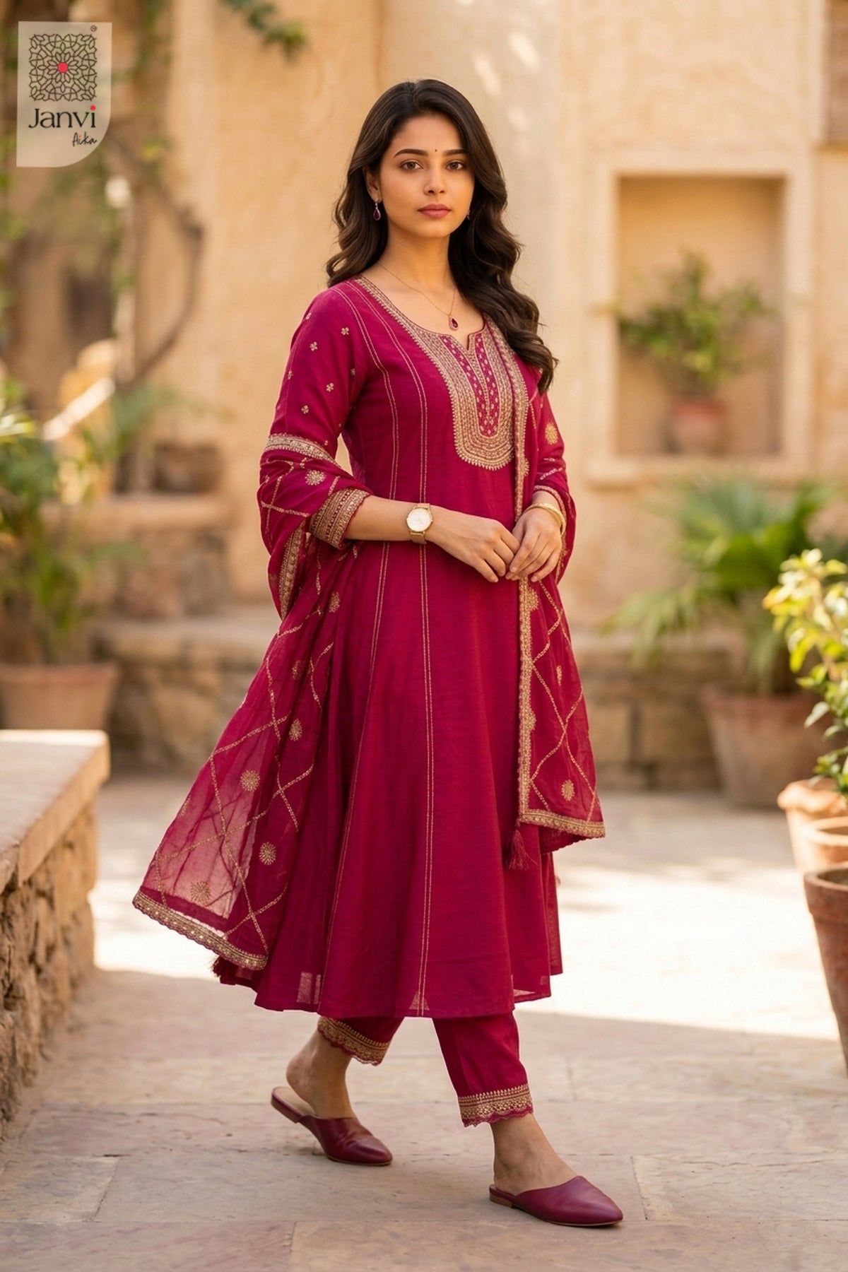 Front full view of Royal Rani showcasing style for plus size formal wear for women.