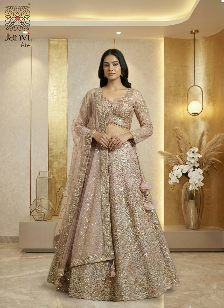Rose Gold or Dusty Lilac Bridal Lehenga Set