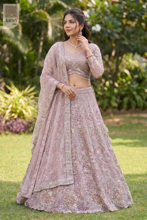 Rose Gold or Dusty Lilac Bridal Lehenga Set