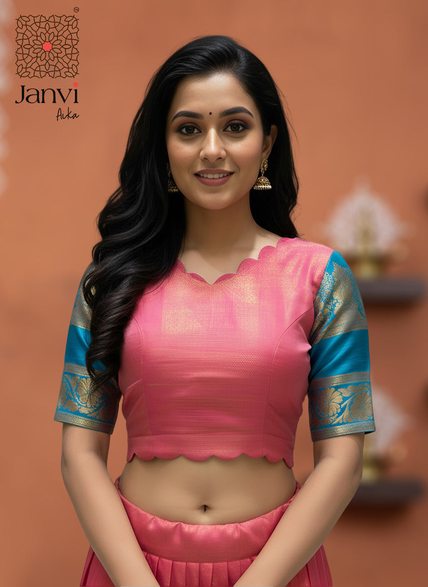 Rose Lagoon Half Saree Lehenga Set