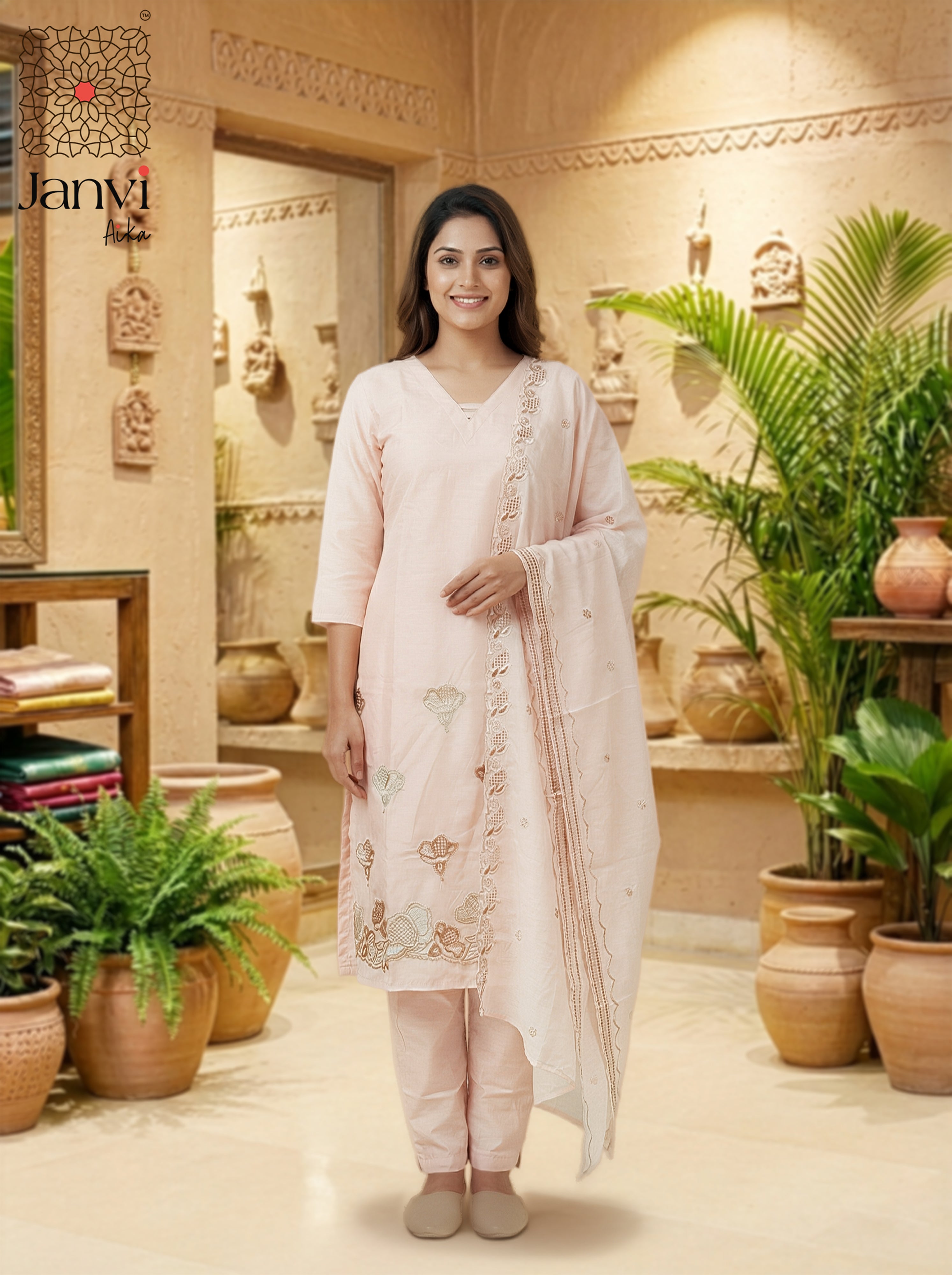Roselyn Soft Blush Chudidhar Set
