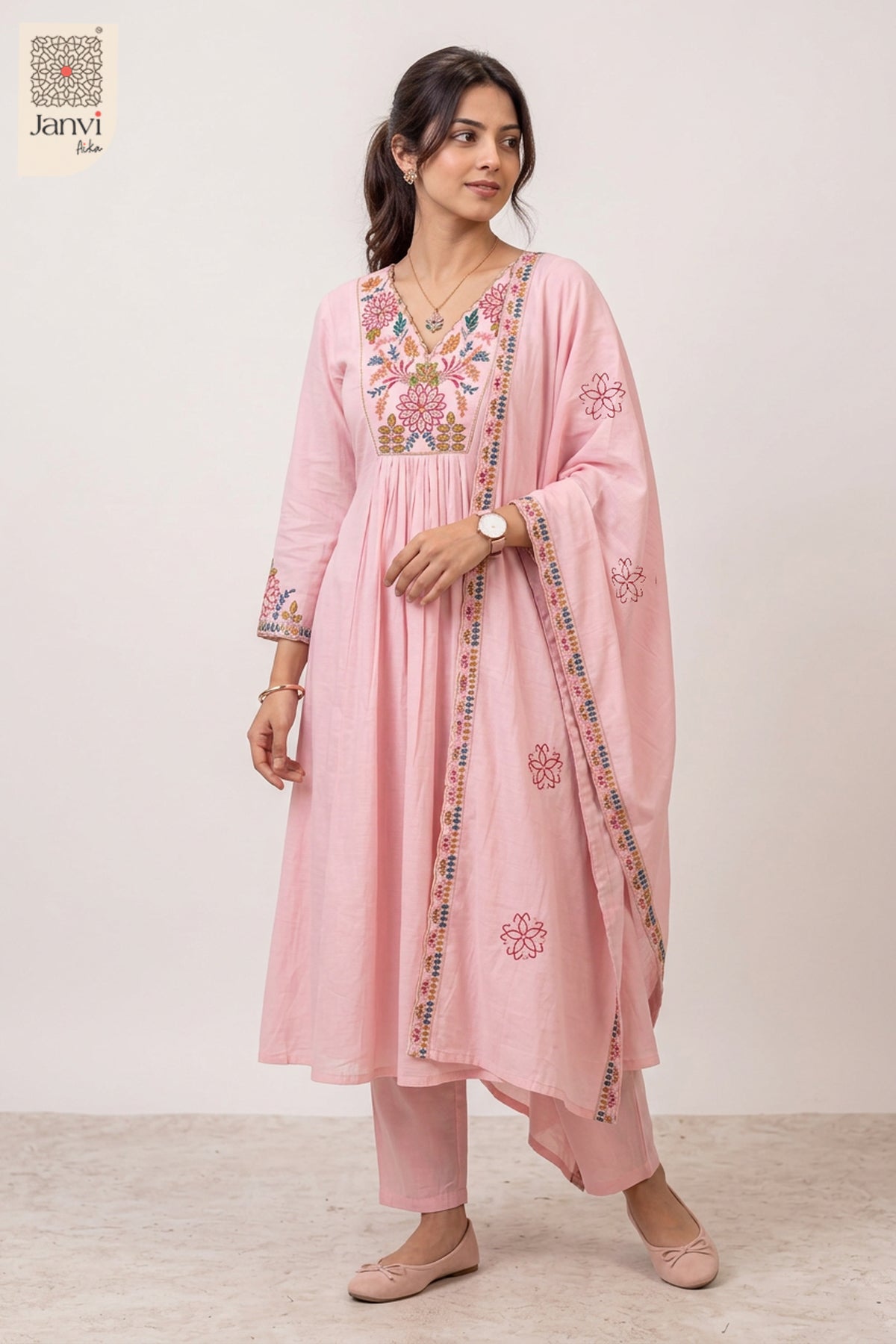 Rosewater Pink Gulmohar Symphony Anarkali