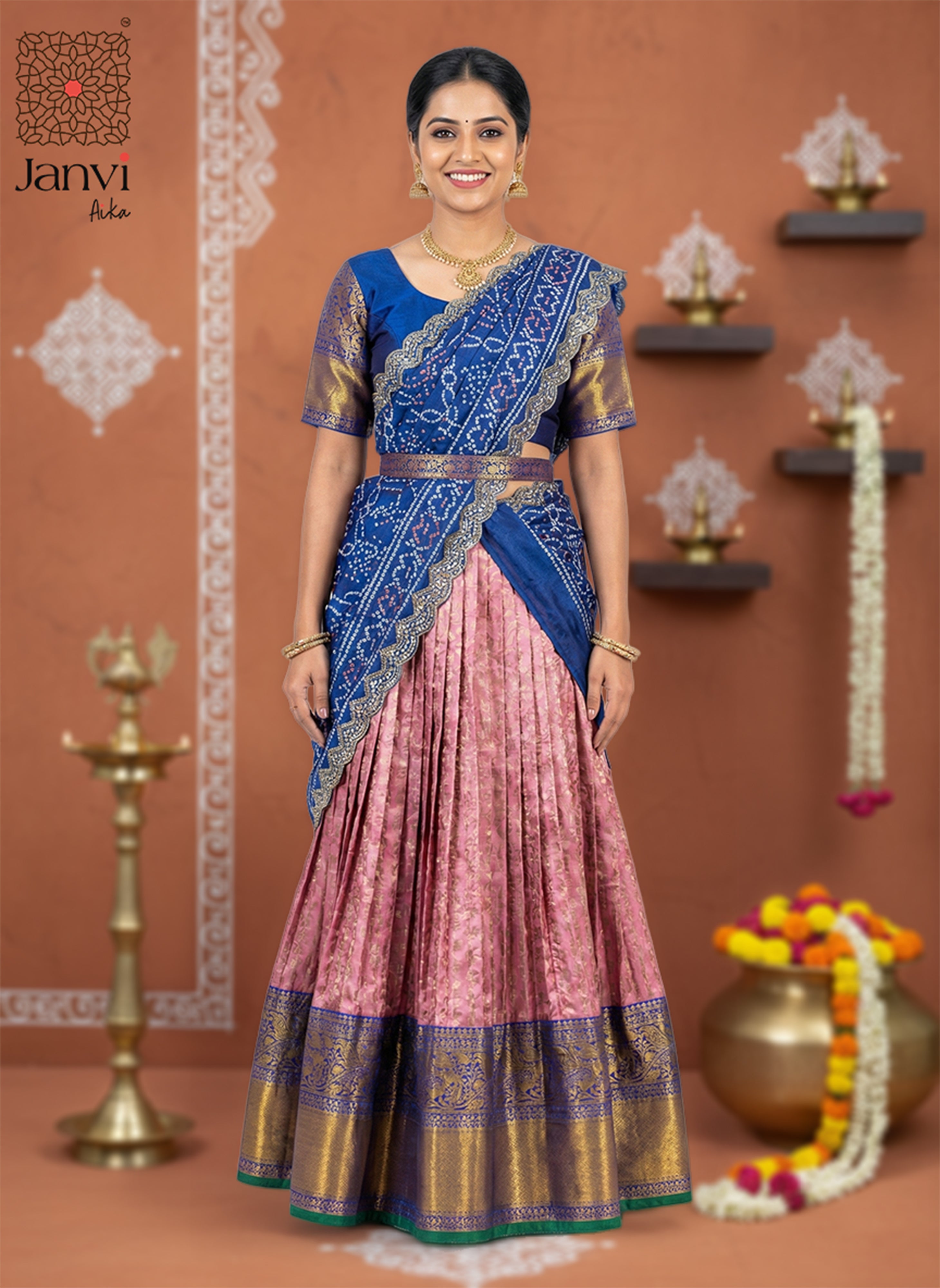 Royal Bloom Half Saree Lehenga Set