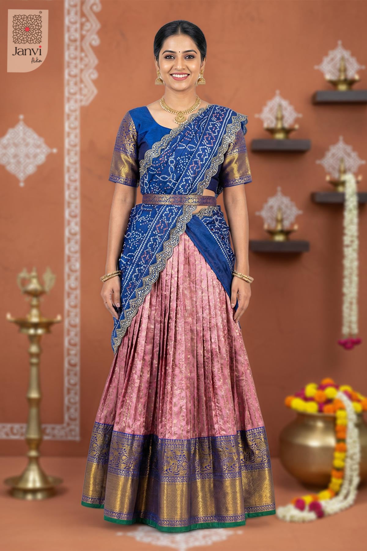 Royal Bloom Half Saree Lehenga Set