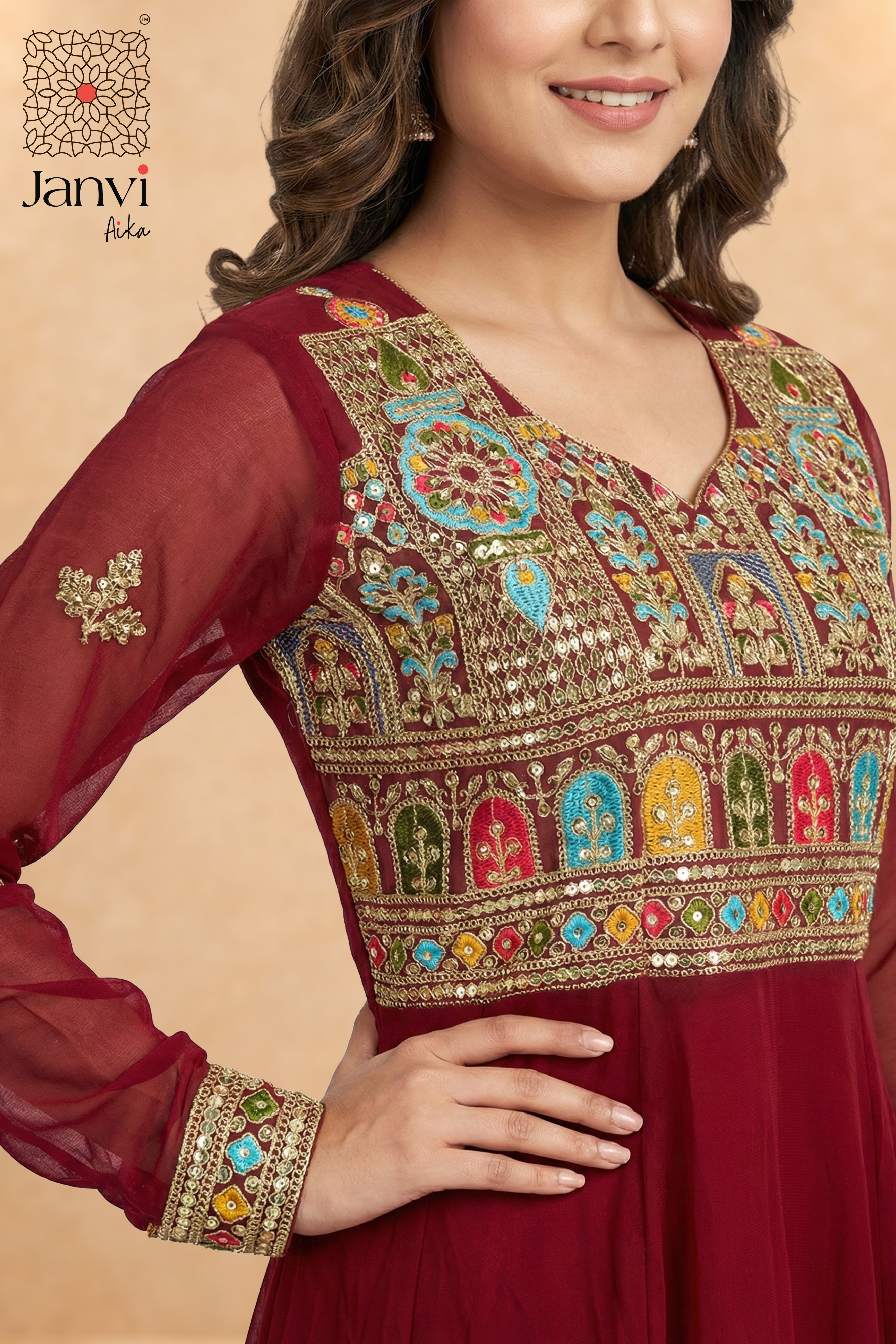 Royal Merlot Anarkali Dress