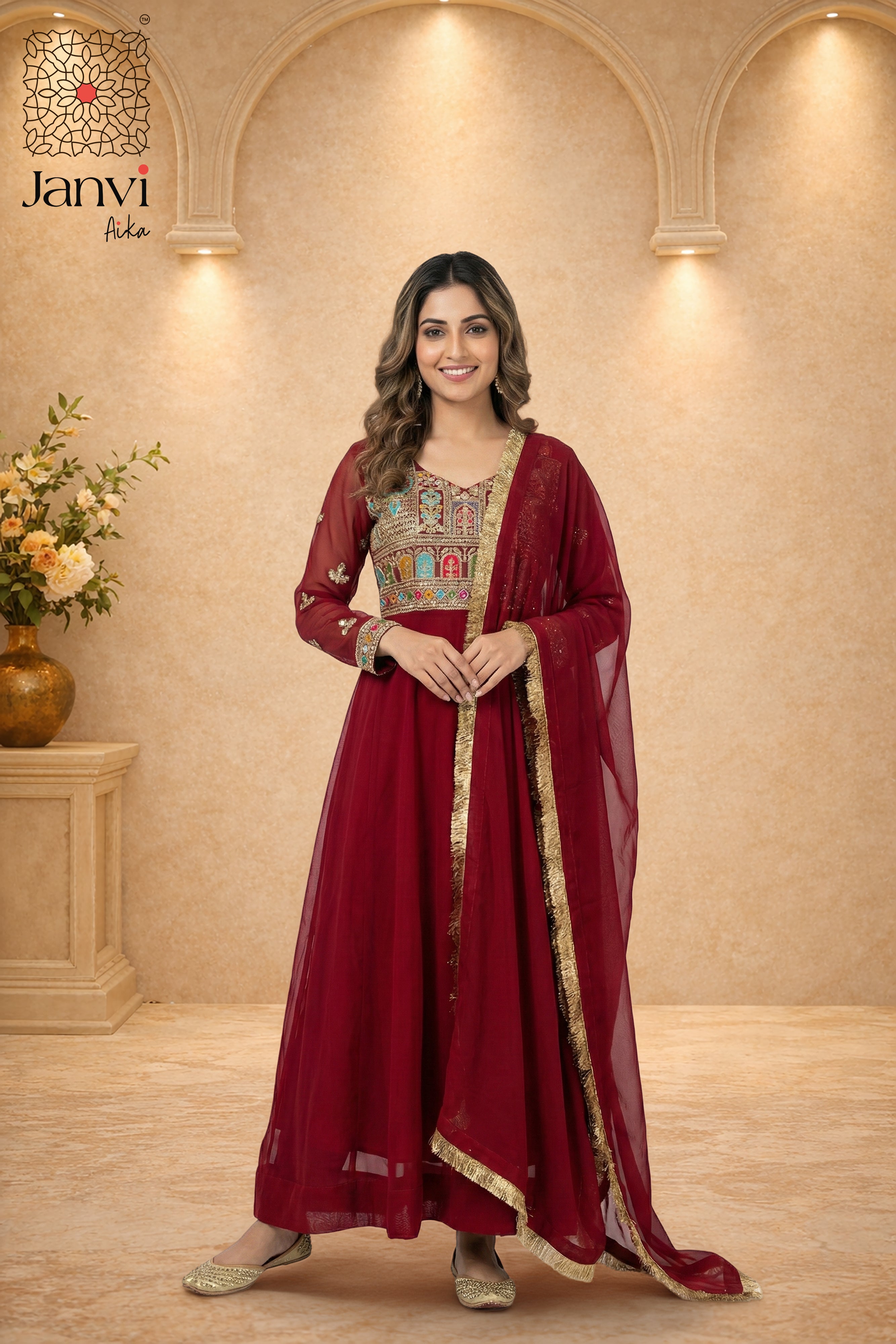 Royal Merlot Anarkali Dress