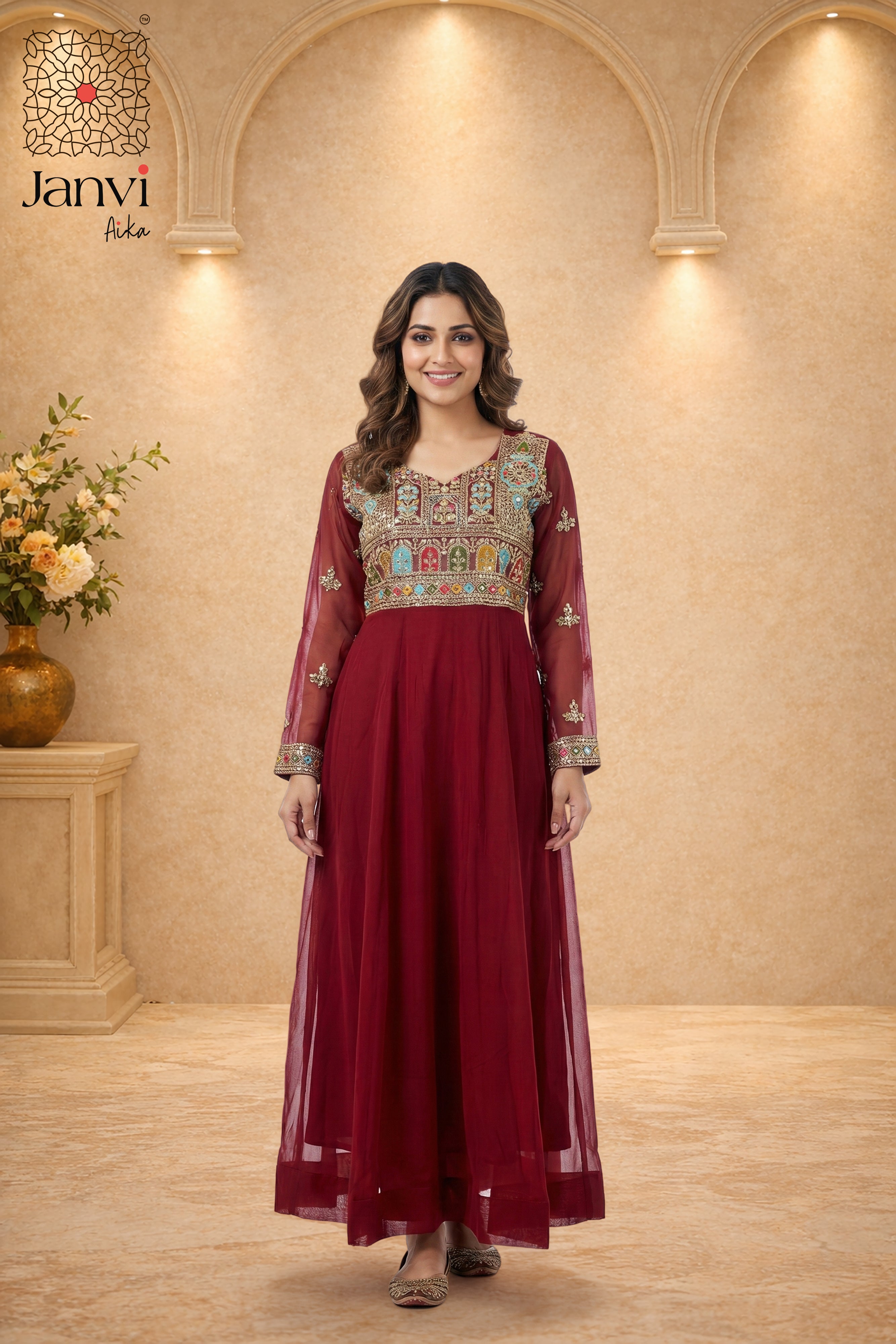 Royal Merlot Anarkali Dress