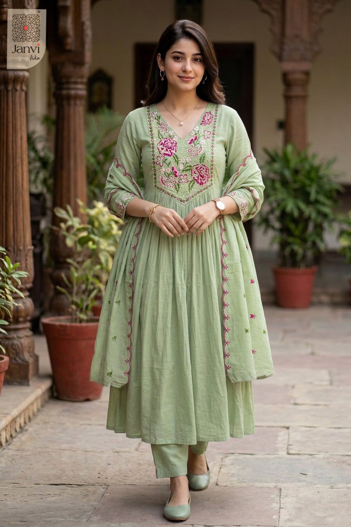 Sage Meadow Rosette Reverie Anarkali