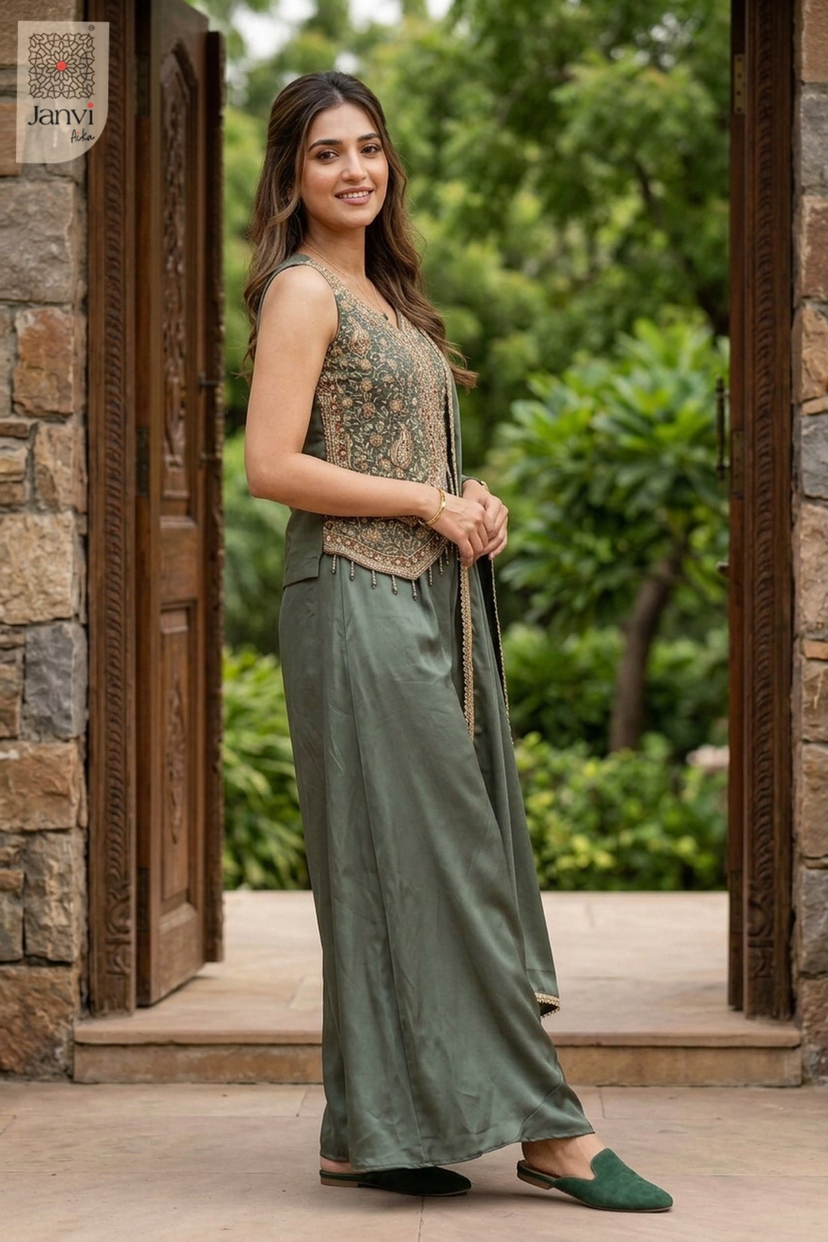 Sage Royale Sharara Set